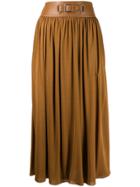 Ralph Lauren Buckle Pleated Skirt - Brown