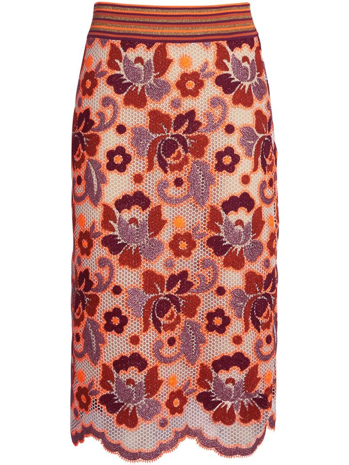 Burberry Floral Crochet Fitted Skirt - Yellow & Orange