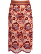 Burberry Floral Crochet Fitted Skirt - Yellow & Orange