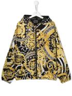 Young Versace Pattern Print Hooded Jacket - Yellow