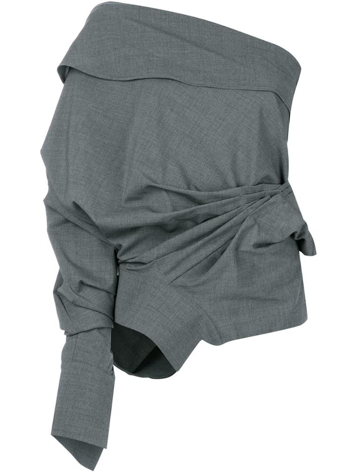 A.w.a.k.e. Deconstructed One-shoulder Shirt - Grey