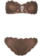 Marysia - Scalloped Strapless Bikini Set - Women - Polyamide/spandex/elastane - M, Brown, Polyamide/spandex/elastane