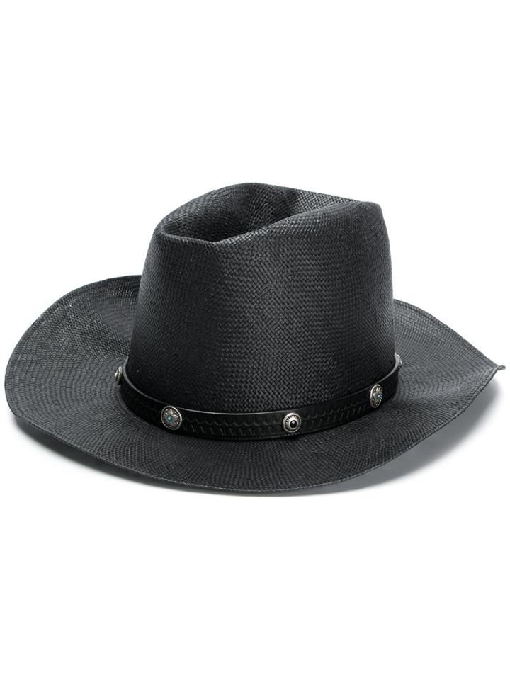 Htc Los Angeles Embellished Panama Hat - Black