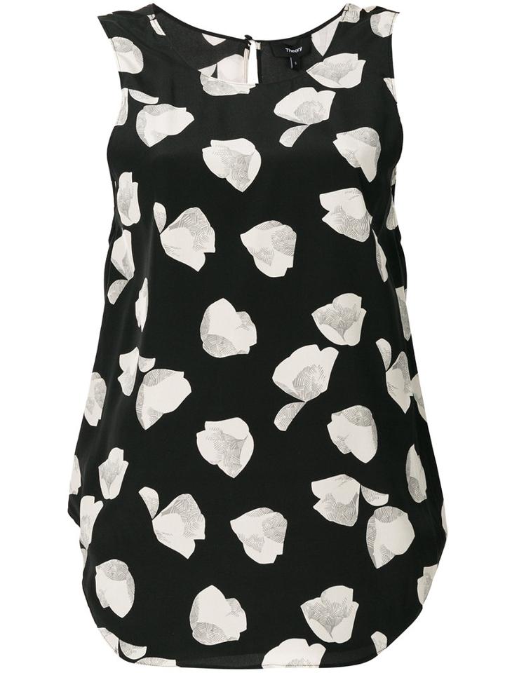 Theory - Printed Sleeveless Top - Women - Silk/polyester - L, Black, Silk/polyester