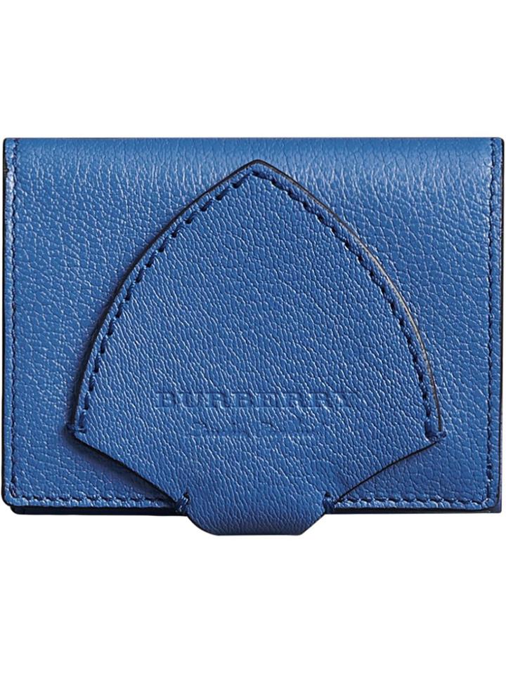 Burberry Equestrian Shield Two-tone Leather Folding Wallet - Blue