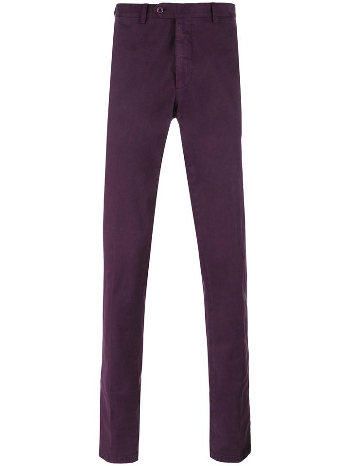 Biagio Santaniello - Straight-leg Trousers - Men - Cotton/elastodiene - 50, Pink/purple, Cotton/elastodiene