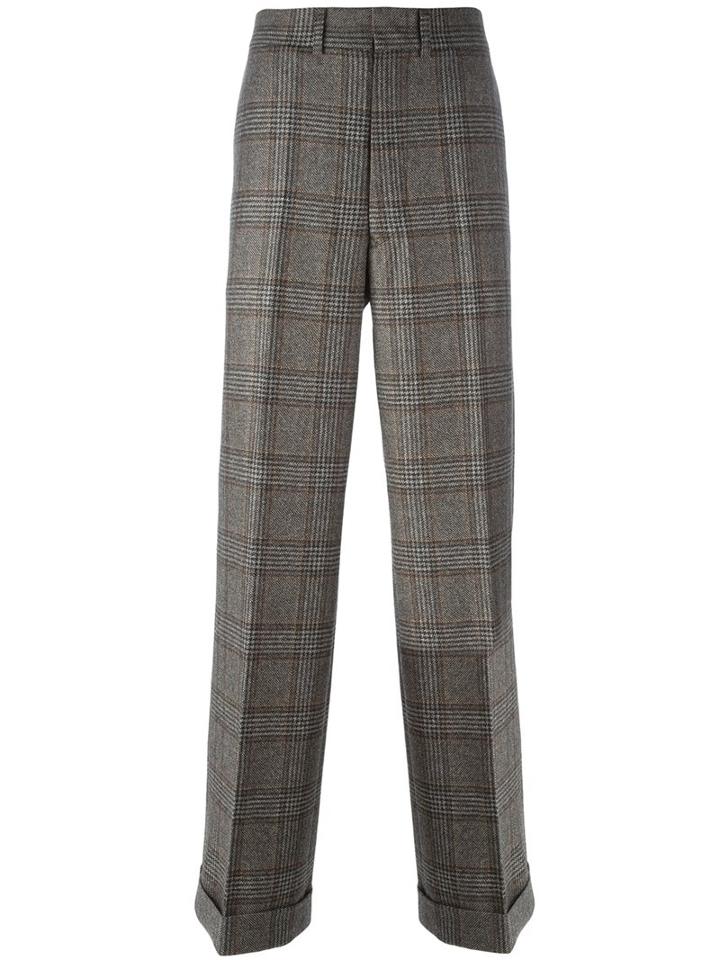 Junya Watanabe Comme Des Garçons Man Plaid Loose Fit Trousers, Men's, Size: Medium, Brown, Wool