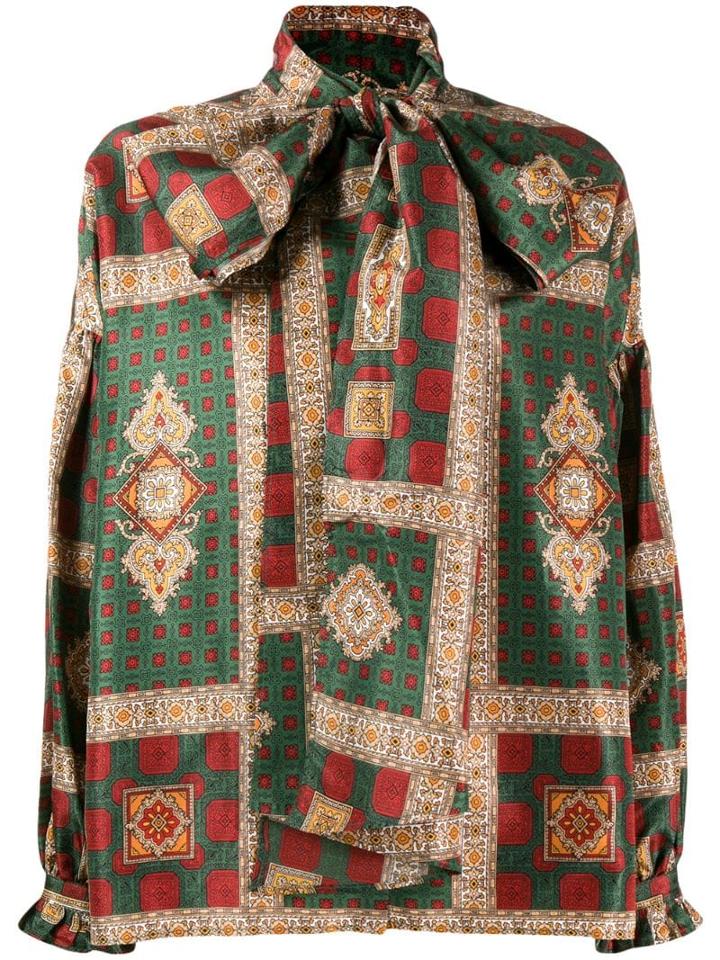 Etro Oversized Pussy Bow Blouse - Green