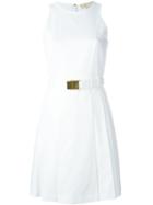 Michael Michael Kors Flared Belt Dress, Women's, Size: 1, White, Cotton/spandex/elastane