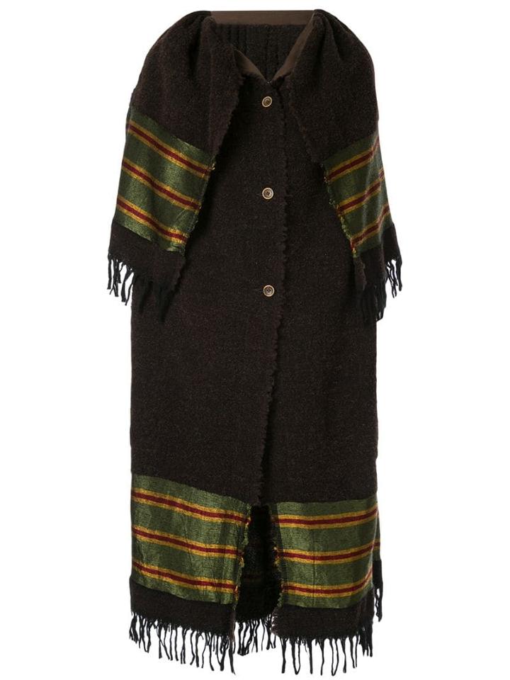 Uma Wang Fringed Poncho Coat - Brown
