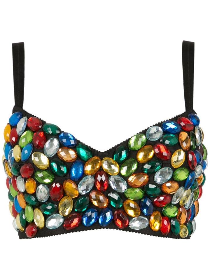 Dolce & Gabbana Faux-crystal Embellished Top - Black