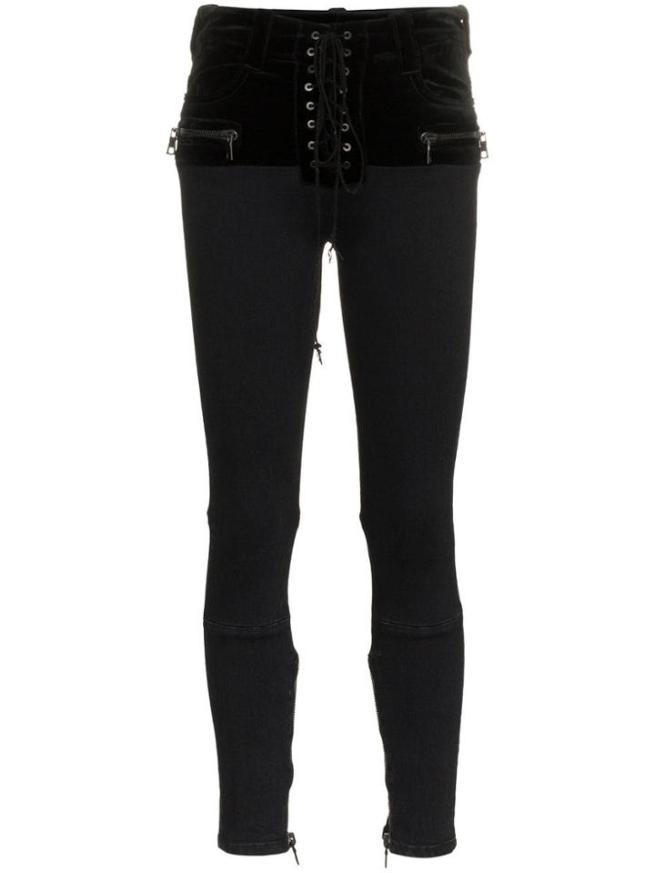 Unravel Project Velvet Panel Skinny Jeans - Black