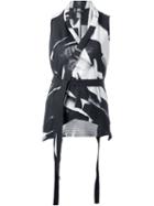 Ann Demeulemeester Belted Abstract Print Wrap Vest