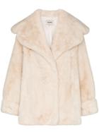 We11done Faux Fur Oversized Coat - Neutrals
