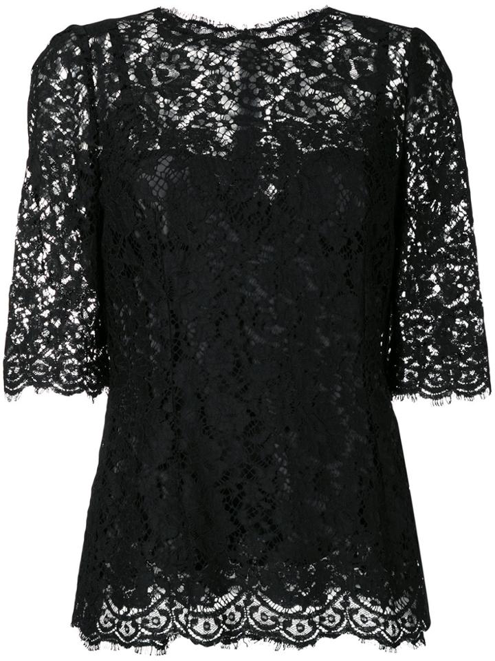 Dolce & Gabbana Lace Detail Blouse - Black