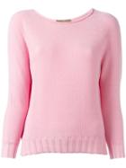 Cruciani - Boat Neck Jumper - Women - Cotton - 42, Pink/purple, Cotton