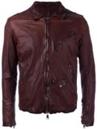 Giorgio Brato Zipped Jacket, Men's, Size: 50, Red, Silk/cotton/leather/spandex/elastane
