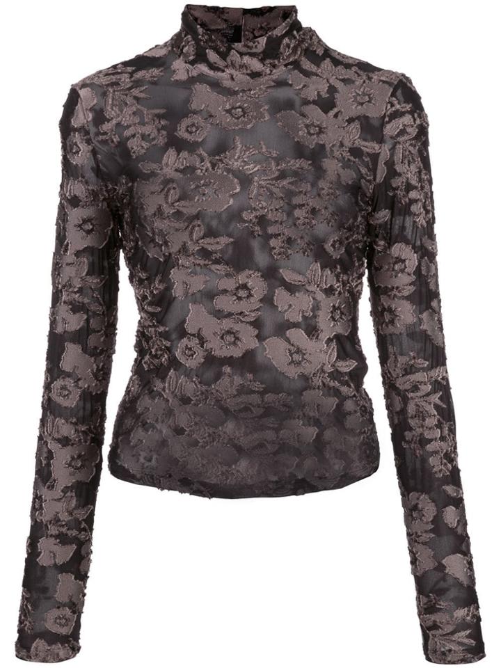 Eckhaus Latta Sheer Floral Top - Black