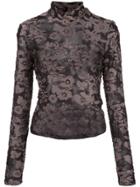 Eckhaus Latta Sheer Floral Top - Black