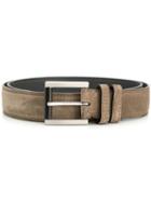 Kiton Square-buckle Suede Belt - Grey