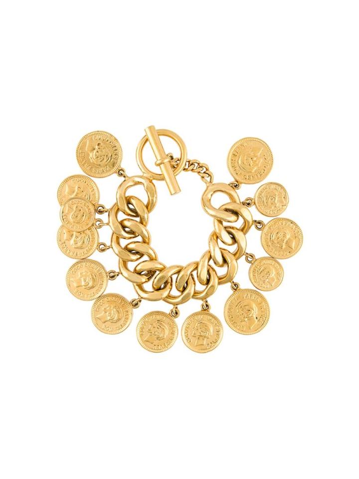 Chanel Vintage Coin Charm Bracelet, Women's, Metallic