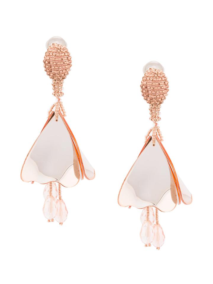 Oscar De La Renta Floral Drop Earrings - Nude & Neutrals