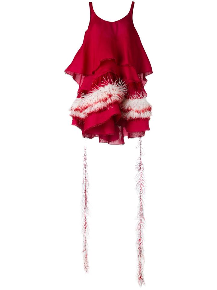 Antonio Berardi Feather Trim Dress - Pink & Purple