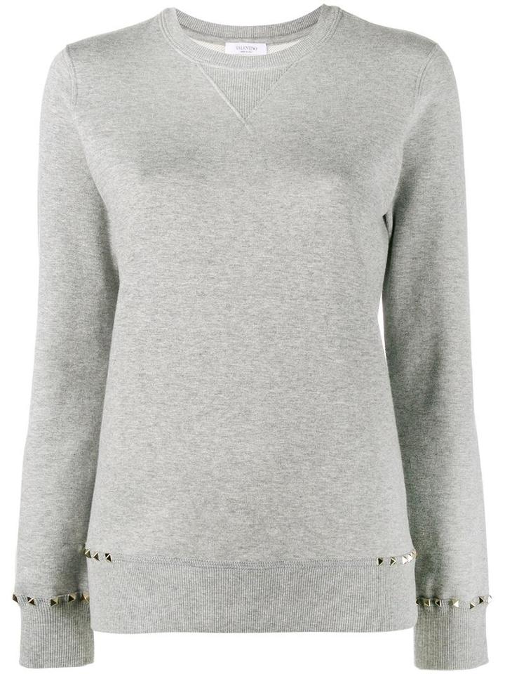Valentino Rockstud Sweatshirt, Women's, Size: Large, Grey, Cotton/polyamide