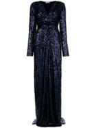 P.a.r.o.s.h. Ruched Sequin Gown - Blue