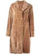 Drome Fur Button Coat, Women's, Size: Medium, Brown, Leather