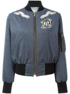 Olympia Le-tan Embellished Bomber Jacket, Women's, Size: 34, Blue, Cotton