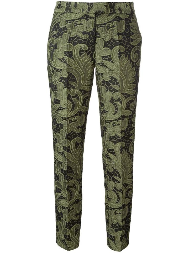 Christian Pellizzari Jacquard Trousers, Women's, Size: 42, Green, Polyester/polyamide/viscose