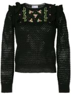 Red Valentino Crocheted Fitted Sweater - Black