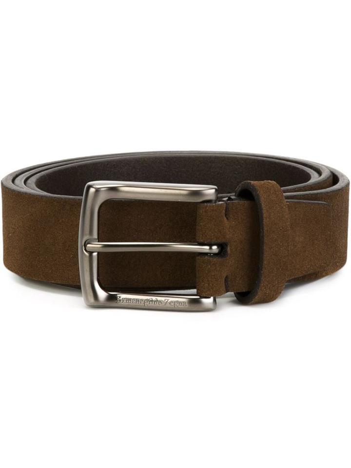 Z Zegna Classic Belt, Men's, Size: 85, Green, Calf Suede