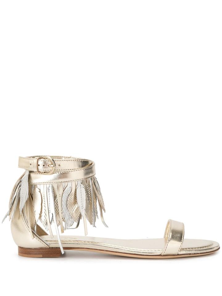 Tod's Feather Appliqué Sandals - Gold