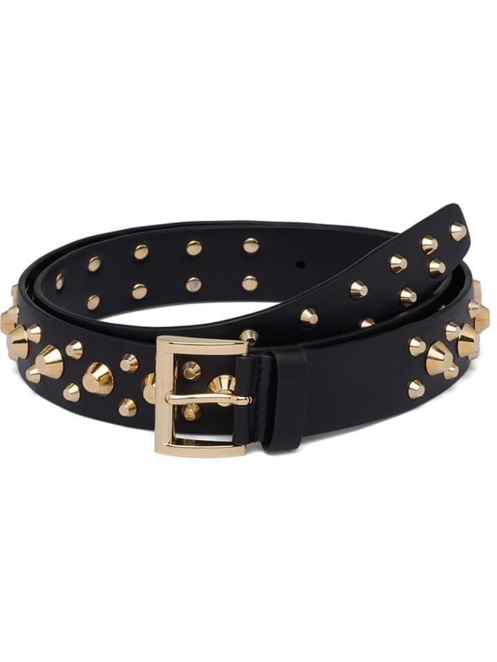 Prada Studded Leather Belt - Black