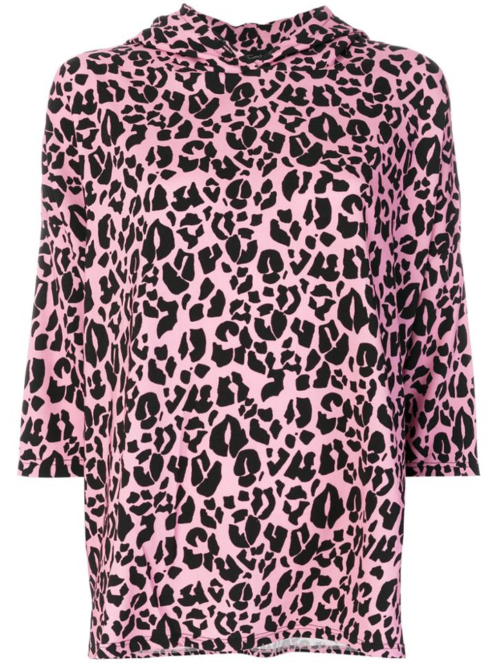 Barbara Bologna Leopard Print Hoodie Top - Pink & Purple