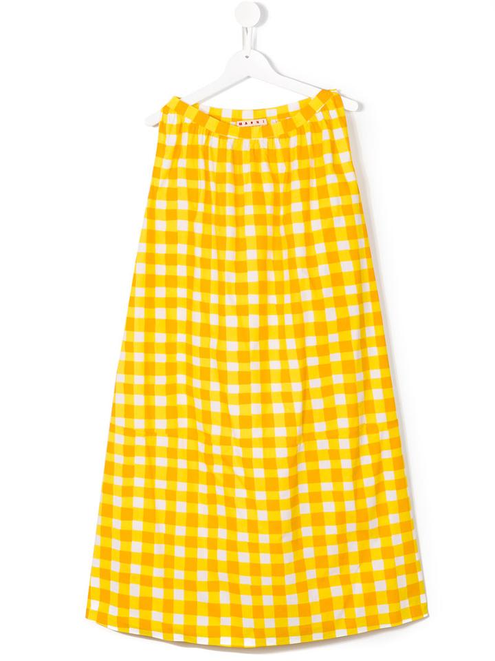 Marni Kids Sleeveless Checked Dress, Girl's, Size: 14 Yrs, Yellow/orange