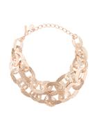 Oscar De La Renta Hammered Chain Link Necklace - Metallic