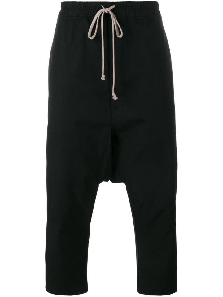 Rick Owens Cropped Trousers, Men's, Size: 54, Black, Cotton/spandex/elastane
