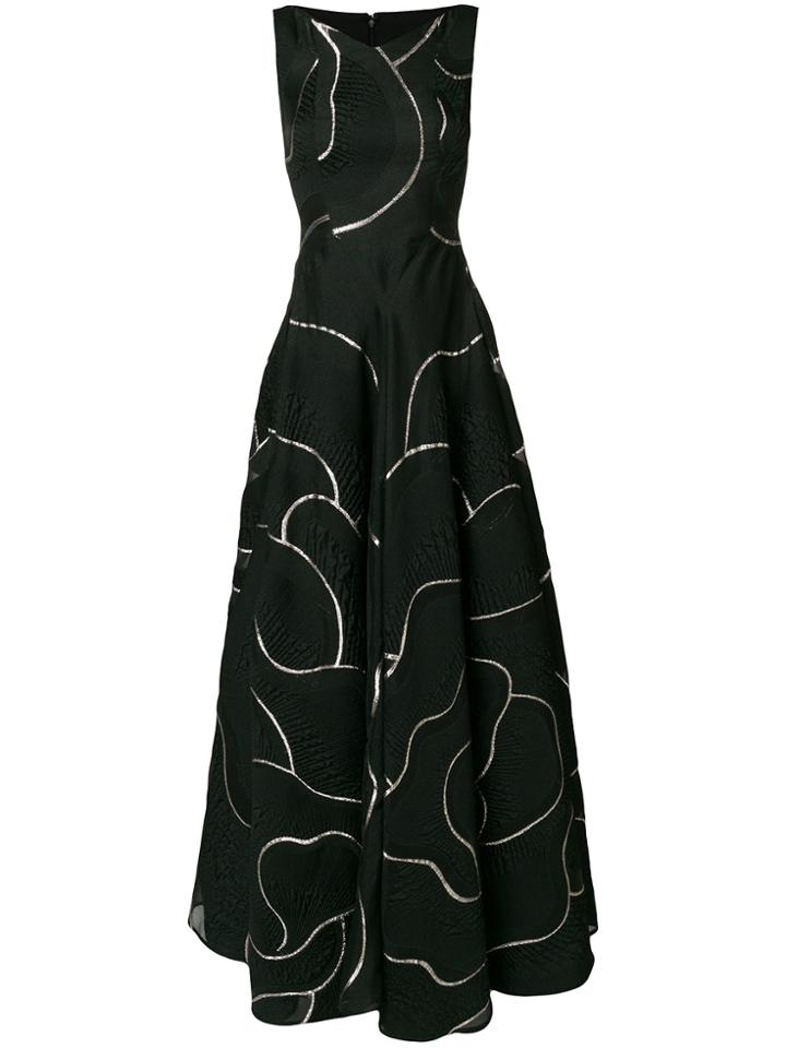 Talbot Runhof Floral Georgette Gown - Black
