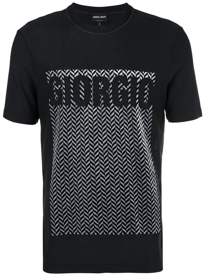 Giorgio Armani Herringbone Logo T-shirt - Blue