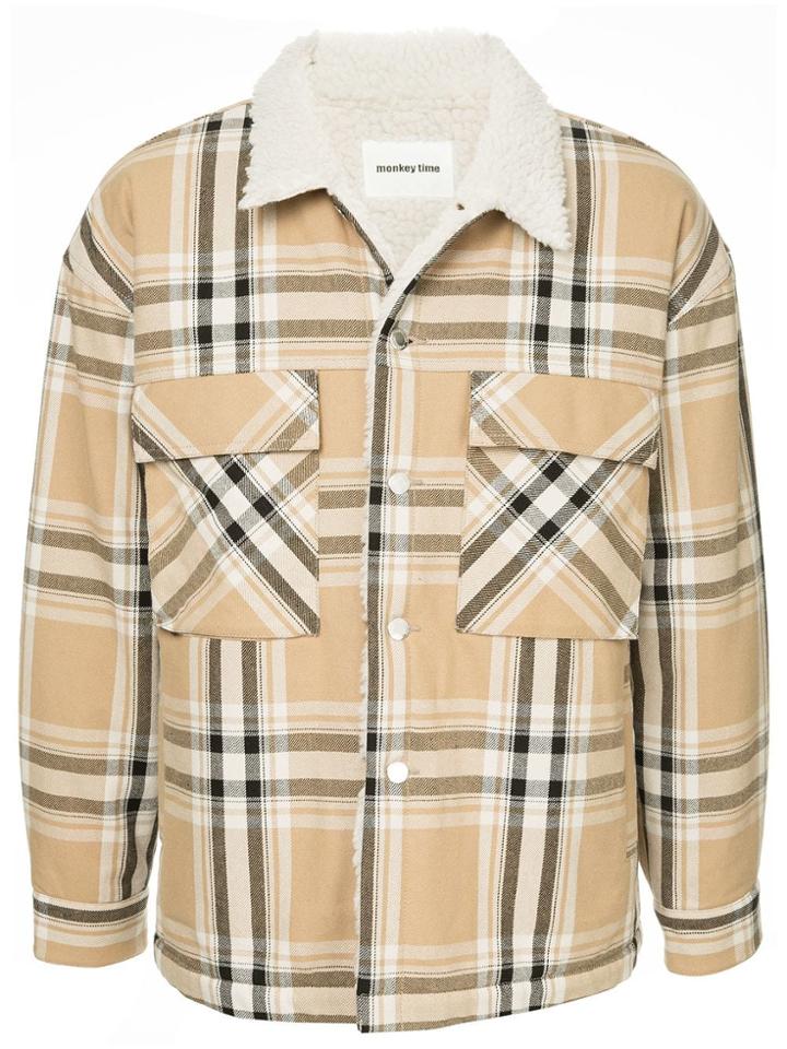 Monkey Time Plaid Shirt Jacket - Brown