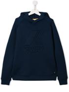 K Way Kids Teen Raised Logo Hoodie - Blue