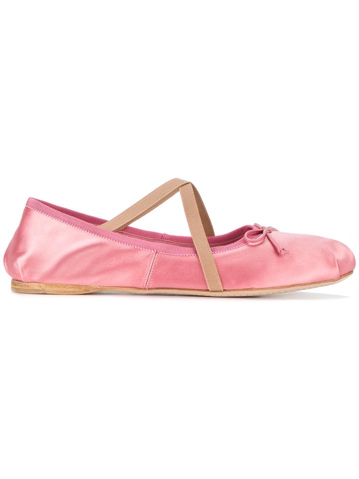 Miu Miu Pink Satin Ballerina Flats - Pink & Purple
