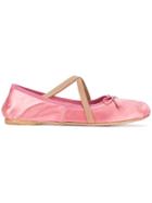 Miu Miu Pink Satin Ballerina Flats - Pink & Purple