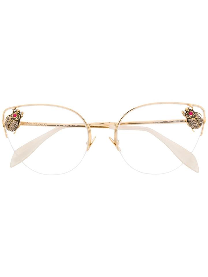 Alexander Mcqueen Eyewear Beetle Appliqué Sunglasses - Gold