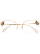 Alexander Mcqueen Eyewear Beetle Appliqué Sunglasses - Gold