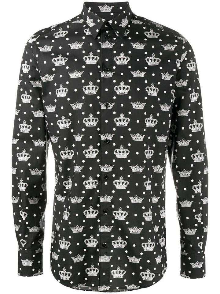 Dolce & Gabbana Crown Print Shirt - Black