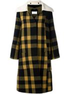 Maison Margiela Checked Oversize Cuff Coat, Women's, Size: 40, Black, Cotton/polyamide/wool